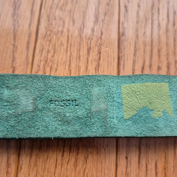 Fossil Leather Bracelet Cuff Bracelet Turquoise with Three Large Cabochon Stones - Picture 6 of 9